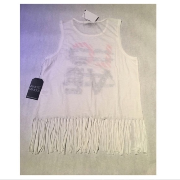 LAST ONE - New Women's Bling LOVE Tank Top With Fringe Bottom Size Small - Picture 4 of 10